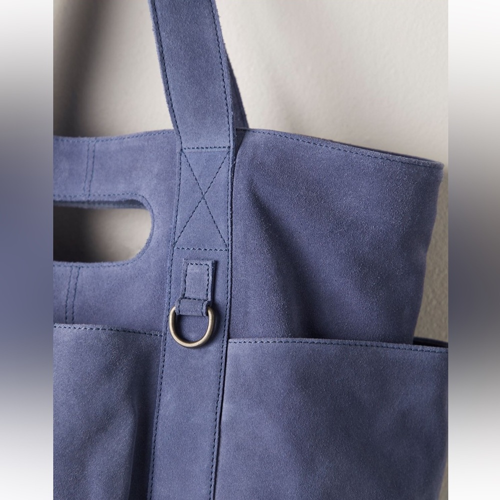 Free People Caravan Suede Tote Bag in Dusty Blue Denim - Picture 7 of 17